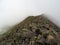 Foggy Narrow Mountain Ridge, Knife`s Edge Trail, Katahdin