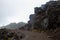 foggy rainy day at Tongariro volcano, New Zealand