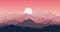 Foggy red pink mountains nature background