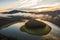 Foggy rising at Alagon River Meander, Spain