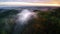 Foggy river and in autumn, view from above