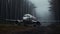 Foggy Road: Zbrush Style Airplane In Forestpunk Environment