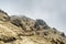 Foggy and rocky landscape at Mardi Himal trek at Himalaya mountains