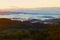 A foggy September morning in the vicinity of the city of San Gimignano. Tuscany, Italy