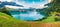 Foggy summer panorama of Lungerersee lake. Colorful morning view of Swiss Alps, Lungern village location, Switzerland, Europe.