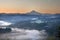 Foggy Sunrise Over Sandy River and Mount Hood