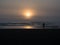 Foggy sunset on the North Jetty beach in Ocean Shores