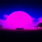 Foggy sunset over the sea. The sun goes down. Generative AI