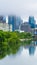 Foggy view of the Philadelphia skyline and Schuylkill River in Philadelphia, Pennsylvania