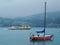 Foggy weather, lake Attersee