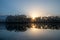 Foggy winter sunrise over Long Pine Key in Everglades National Park.