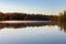 Fogs over the river. Spring landscape. forest in the background