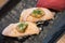 Foie Gras on top salmon burn sushi