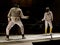 Foil Fencers In A Competitive