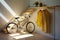 foldable bicycle storage hanging under stairs
