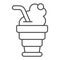 Foldable cup, cherry juice oxygen foam thin line icon, icecream concept, cherry juice vector sign on white background