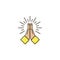 Folded hand, pray icon in flat line style - vector design