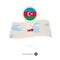 Folded paper map of Azerbaijan with flag pin of Azerbaijan