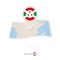 Folded paper map of Burundi with flag pin of Burundi