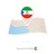 Folded paper map of Equatorial Guinea with flag pin of Equatorial Guinea