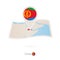 Folded paper map of Eritrea with flag pin of Eritrea