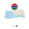 Folded paper map of Gambia with flag pin of Gambia