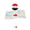 Folded paper map of Iraq with flag pin of Iraq