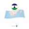 Folded paper map of Lesotho with flag pin of Lesotho