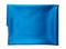 Folded piece of bright blue satin fabric isolated on white background, top view