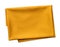 Folded piece of yellow satin fabric isolated on white background