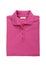 Folded polo shirt pink isolated on white