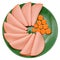 Folded slices of ham