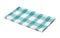 Folded turquoise checkered kitchen towel