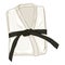 Folded White Karate Kimono with Black Belt