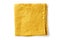 Folded yellow textile napkin on white