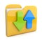 Folder and arrow. 3D icon. Date downloading