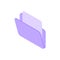 Folder with documents isometric icon. Purple portfolio pieces paper.