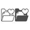 Folder with file document and heart line and solid icon, dating concept, loving couple docs vector sign on white