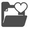 Folder with file document and heart solid icon, dating concept, loving couple docs vector sign on white background