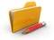 Folder with files and pencil (clipping path included)