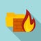Folder firewall icon, flat style