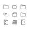 Folder flat line icons. Document file vector illustrations - business paper organizing, computer directory outline signs