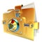 Folder with golden combination lock