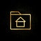 Folder, home, house gold icon. Vector illustration of golden particle background. Real estate concept vector