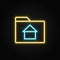 folder, home, house neon icon. Blue and yellow neon vector icon