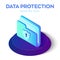 Folder Icon. 3D Isometric Locked Folder sign. Data Protection Concept. Secure Data. Security Shield. Created For Mobile, Web, Deco