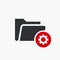 Folder icon, business icon with settings sign. Folder icon and customize, setup, manage, process symbol