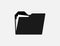 Folder icon in flat design. Folder in black color. Folder icon for documents