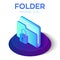 Folder Icon. Lock. 3D Isometric Locked Folder sign. Data Protection Concept. Secure Data. Created For Mobile, Web, Decor, Applicat