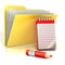 Folder icon with red pencil and notepad